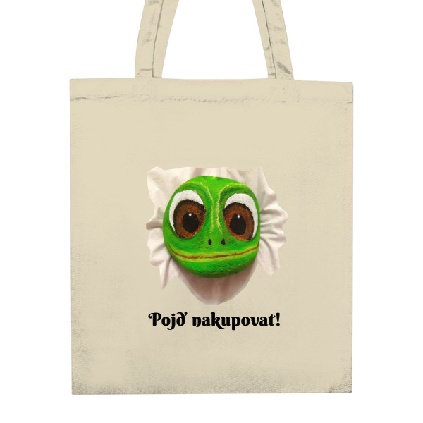 Taška z bio bavlny s potiskem Pojď nakupovat!